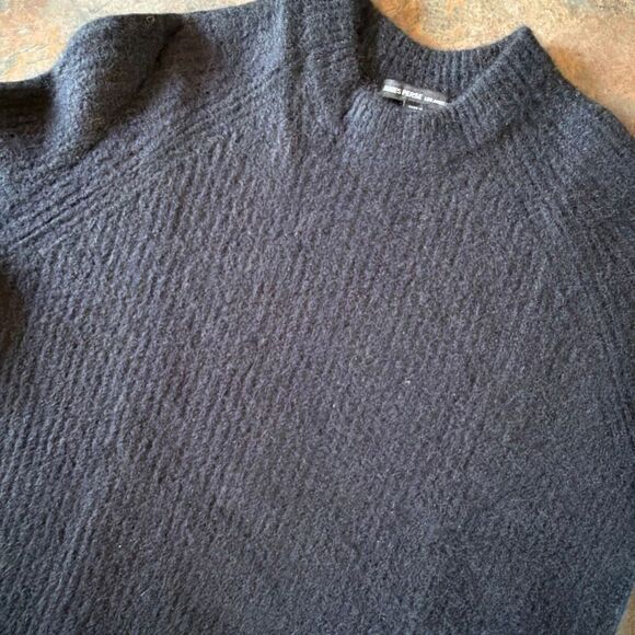 James Perse Los Angeles Cashmere Navy Funnel Neck Ribbbed Sweater with Raglan Sl - Picture 10 of 10